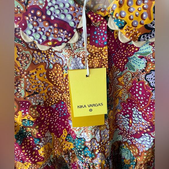 1X 🔖 KIKA VARGAS x Target Women's Anemone Floral Mini Dress Pink Blue Gold - Picture 10 of 16